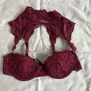 Frederick's of Hollywood dark purple Lace Bra with collar